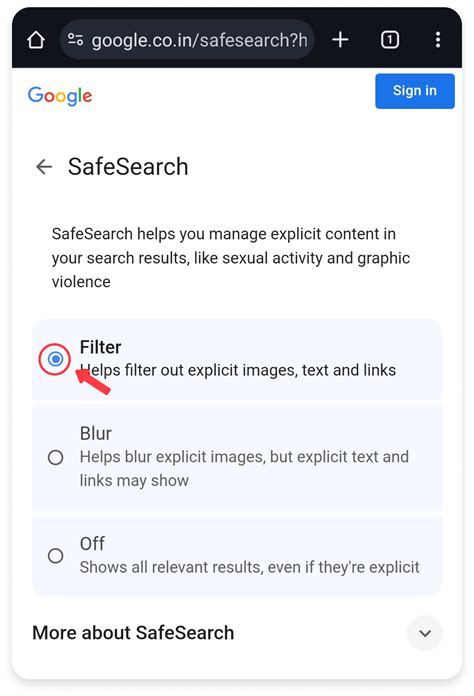 Filter or blur explicit results with SafeSearch .